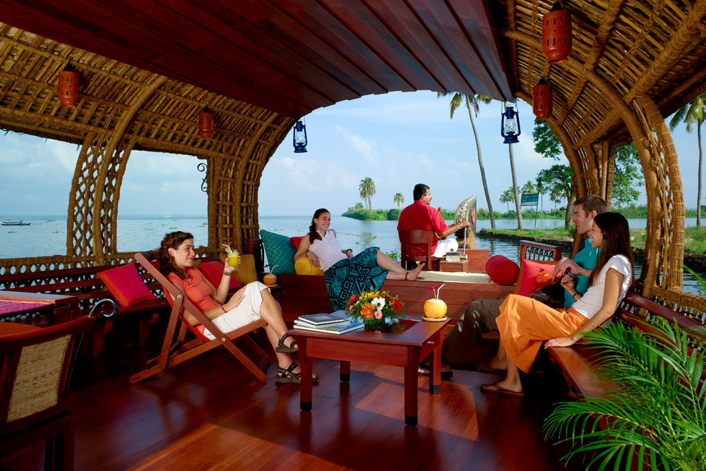 Houseboat Living Room With Guests, Kerala 